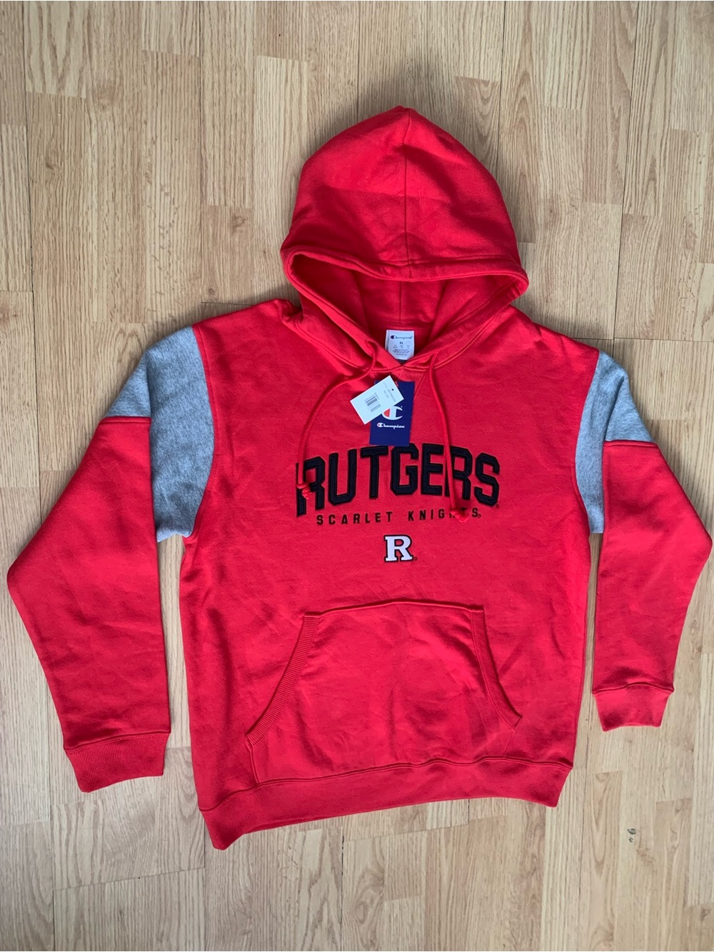 Champions Rutgers Scarlet Knights Red  Hoodie Athletics Unisex XL Kangaro Pocket